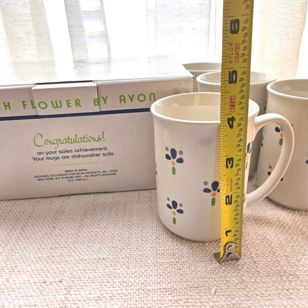 Vintage Avon Fresh Flower Coffee Mug Set of 4 1987 Sales Award Made in Japan - Picture 3 of 8